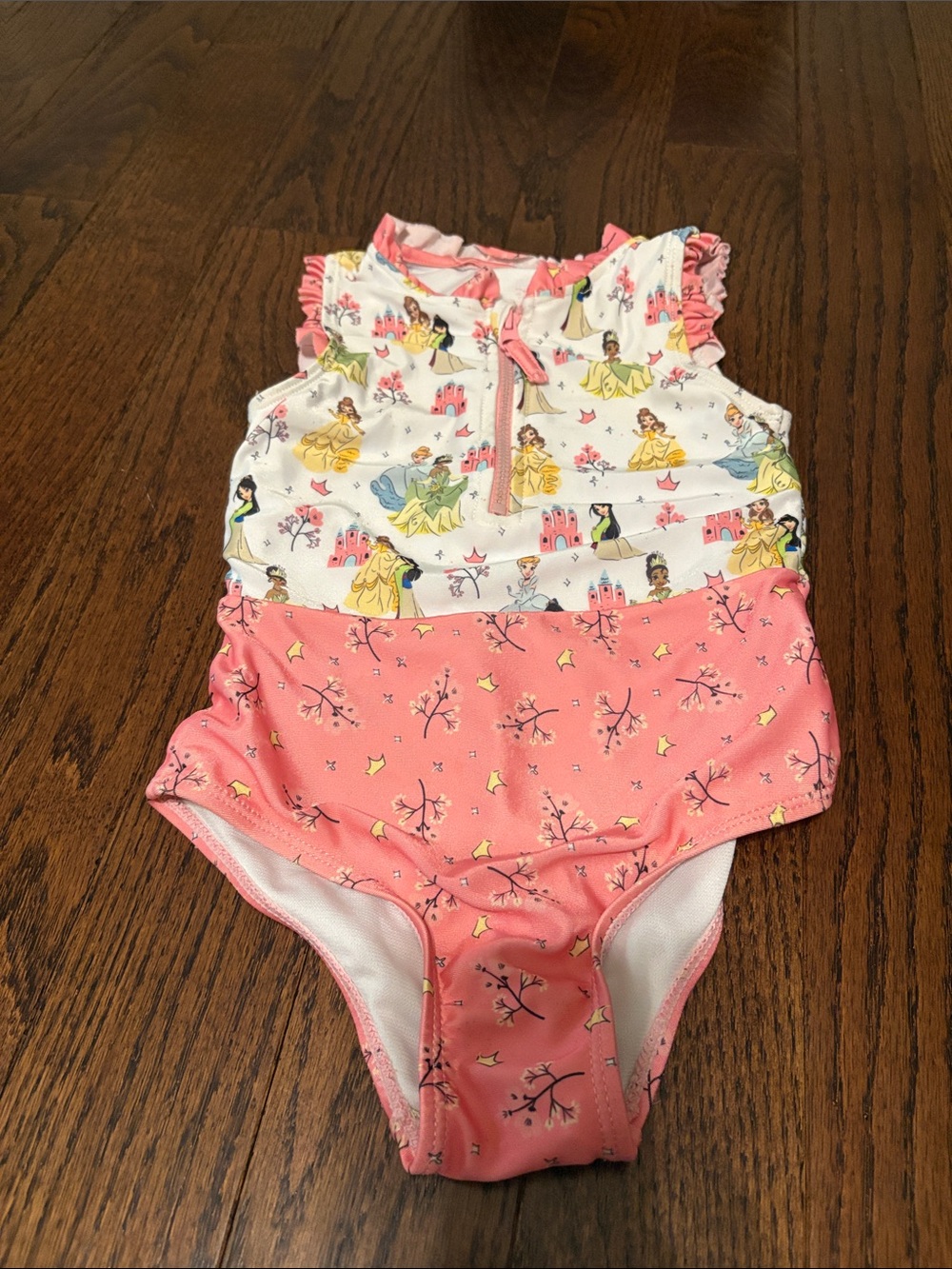Disney Pink and White Princess Print One-Piece Swimsuit